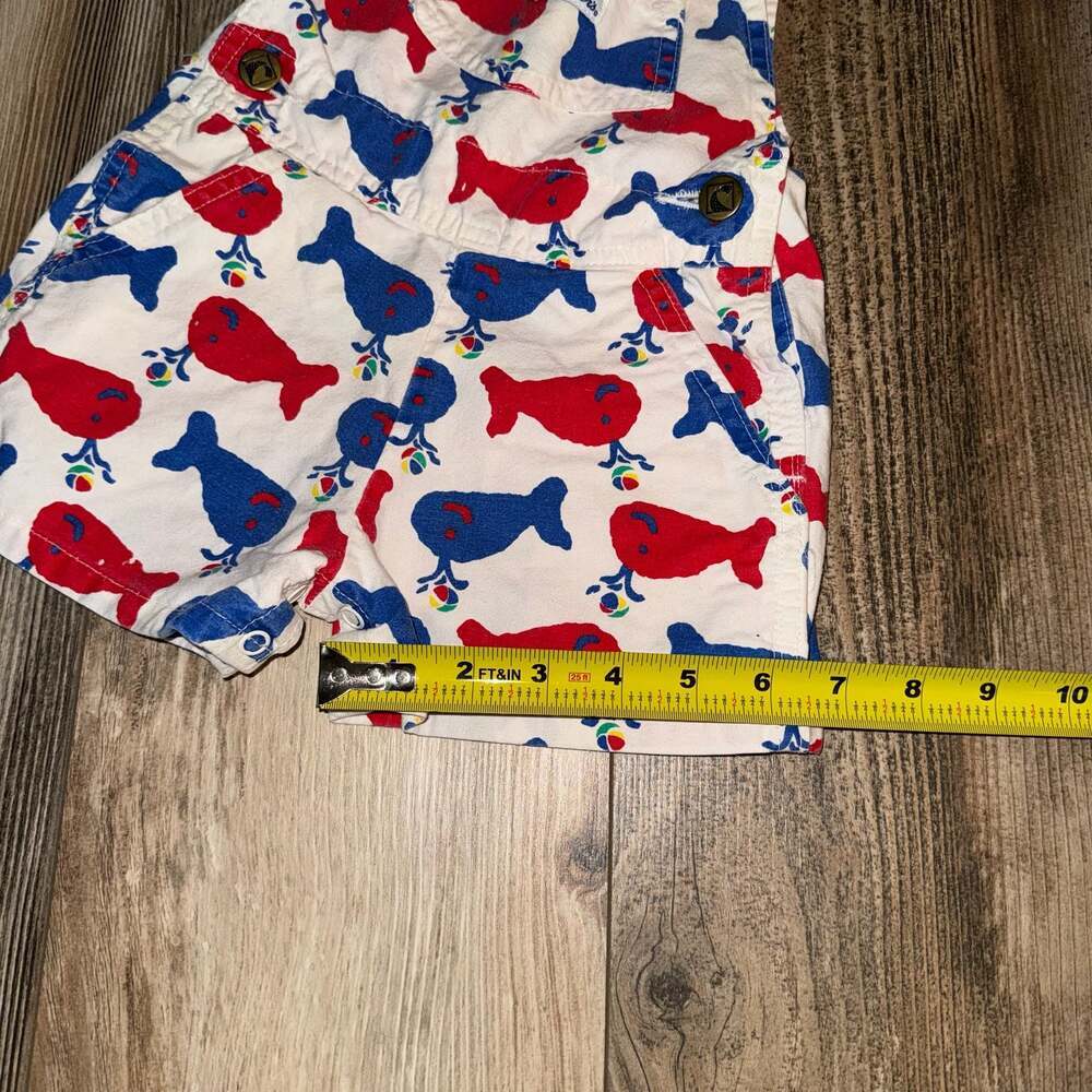 Vintage Carter's Whale Print Short Overalls oshkosh whale pattern Size 18 Months - Picture 6 of 6